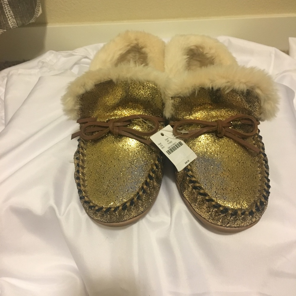 Metallic Suede Moccasins